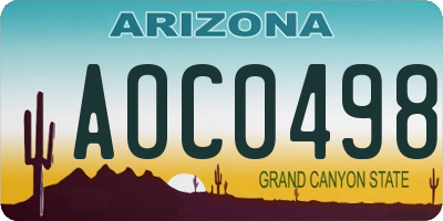 AZ license plate AOC0498