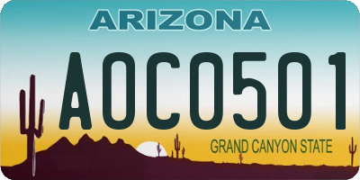 AZ license plate AOC0501