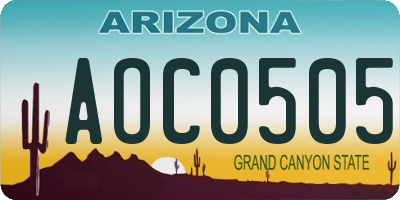 AZ license plate AOC0505
