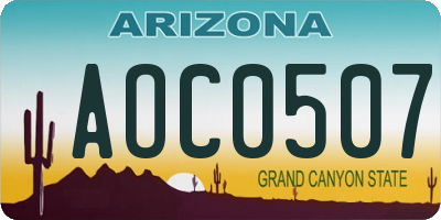 AZ license plate AOC0507