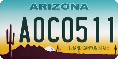 AZ license plate AOC0511