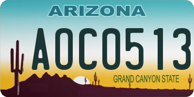 AZ license plate AOC0513