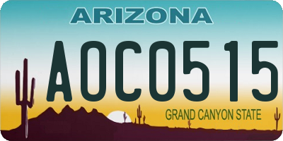 AZ license plate AOC0515