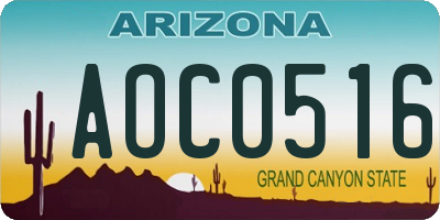 AZ license plate AOC0516