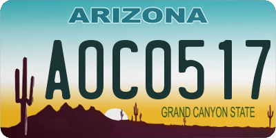AZ license plate AOC0517