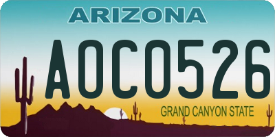 AZ license plate AOC0526