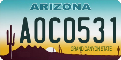 AZ license plate AOC0531