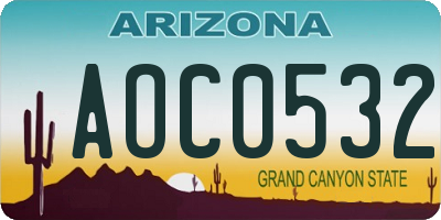AZ license plate AOC0532