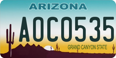 AZ license plate AOC0535