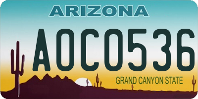 AZ license plate AOC0536