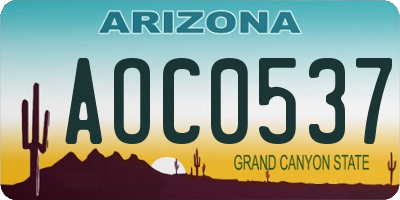 AZ license plate AOC0537