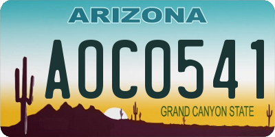 AZ license plate AOC0541
