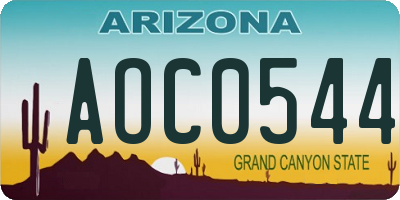 AZ license plate AOC0544
