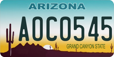 AZ license plate AOC0545