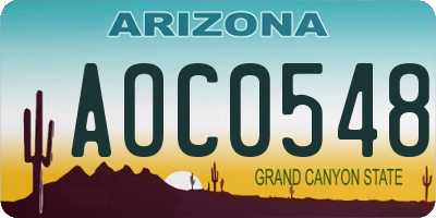 AZ license plate AOC0548