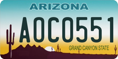 AZ license plate AOC0551