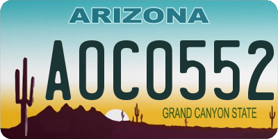 AZ license plate AOC0552
