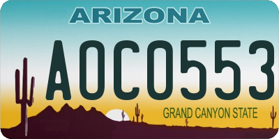 AZ license plate AOC0553