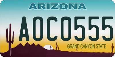 AZ license plate AOC0555