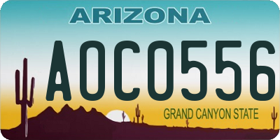 AZ license plate AOC0556