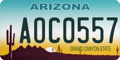 AZ license plate AOC0557