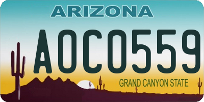 AZ license plate AOC0559