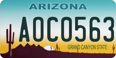 AZ license plate AOC0563