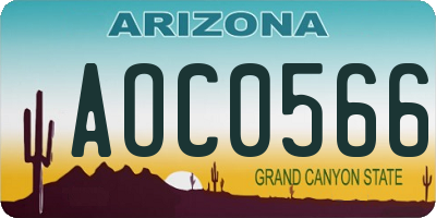 AZ license plate AOC0566