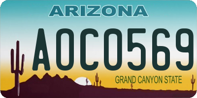 AZ license plate AOC0569