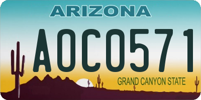 AZ license plate AOC0571