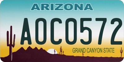 AZ license plate AOC0572