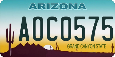 AZ license plate AOC0575
