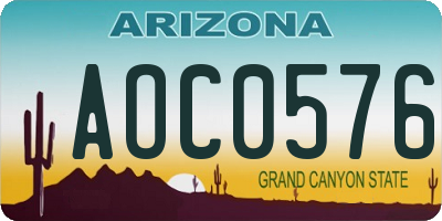 AZ license plate AOC0576