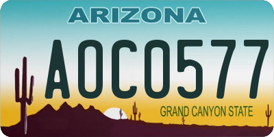 AZ license plate AOC0577