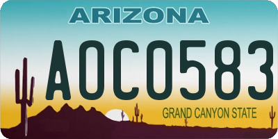 AZ license plate AOC0583
