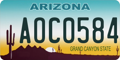 AZ license plate AOC0584