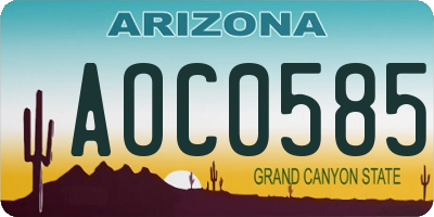 AZ license plate AOC0585