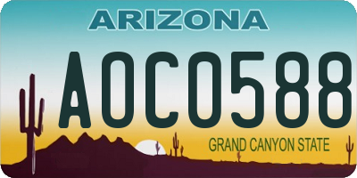 AZ license plate AOC0588