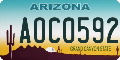 AZ license plate AOC0592