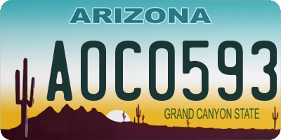 AZ license plate AOC0593