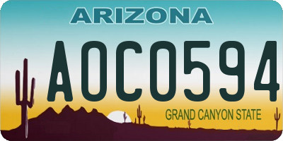 AZ license plate AOC0594