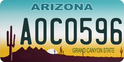 AZ license plate AOC0596
