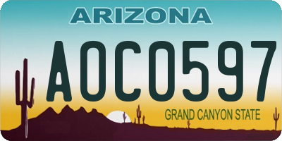 AZ license plate AOC0597