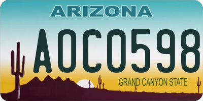 AZ license plate AOC0598