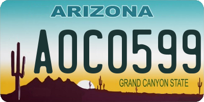 AZ license plate AOC0599