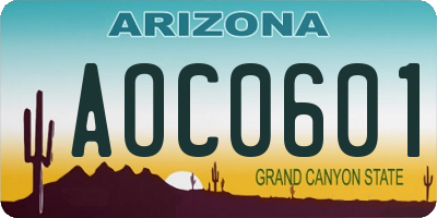 AZ license plate AOC0601