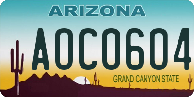 AZ license plate AOC0604