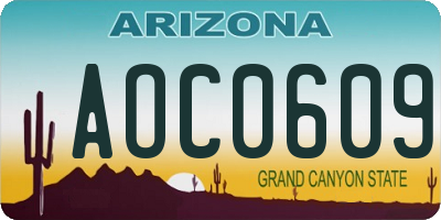 AZ license plate AOC0609