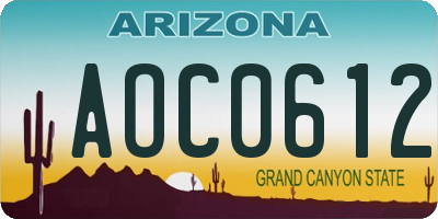 AZ license plate AOC0612