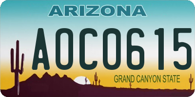 AZ license plate AOC0615